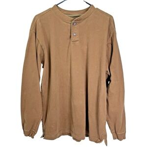 North River Outfitters Mens Rust Brown Long Slv 100% Cotton Henley Shirt Size M‎